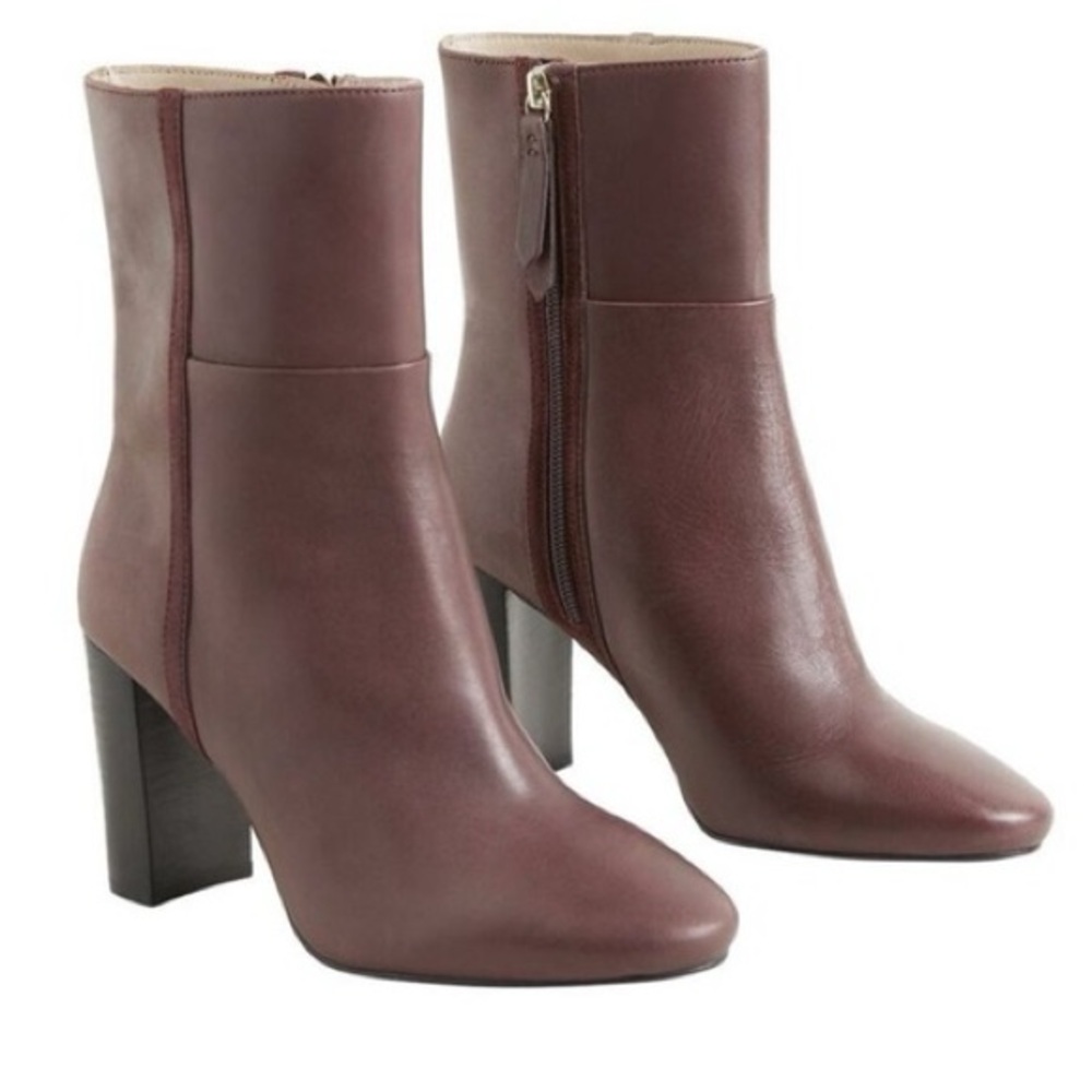 Boden Burgundy Maroon Oxblood Leather Block Heeled Ankle Boots Sz. 39